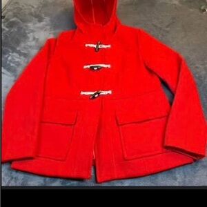 Old Navy Red Hooded Toggle Peacoat